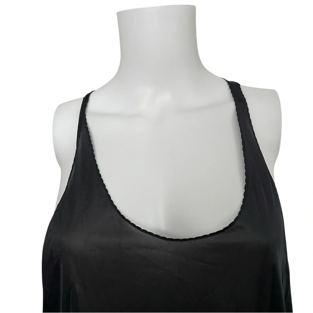 Vintage Black Sleeveless Nightgown Midi Dress Sheer Lightweight Womens Neutral - Picture 2 of 5
